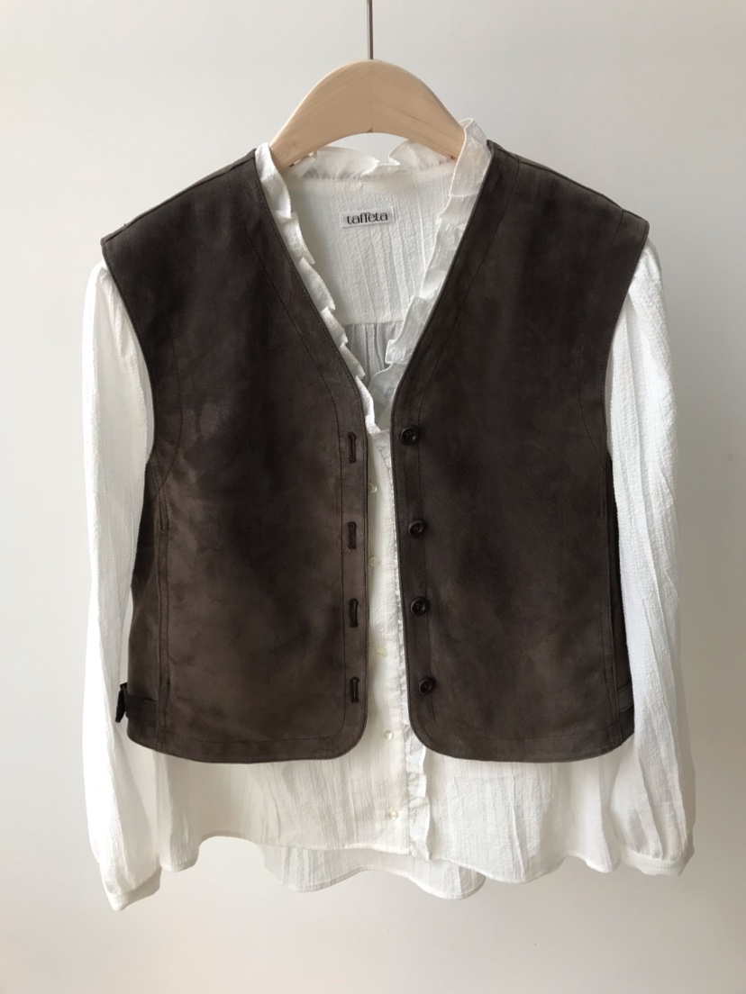 TAFFETA/MURET韓國東大門代購女裝新品推薦熱賣馬甲麂皮TAFFETA/MURET馬甲