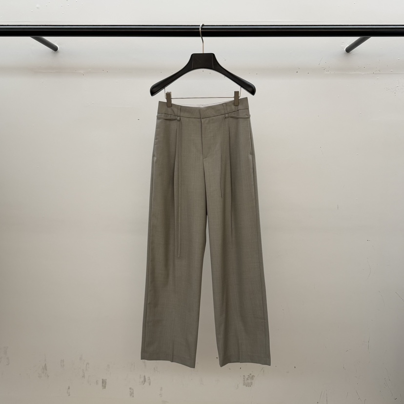 ID韓國代購女裝新款休閑時尚職業人氣推薦休閑褲含腰繩腰帶ID休閑褲圖色1米色