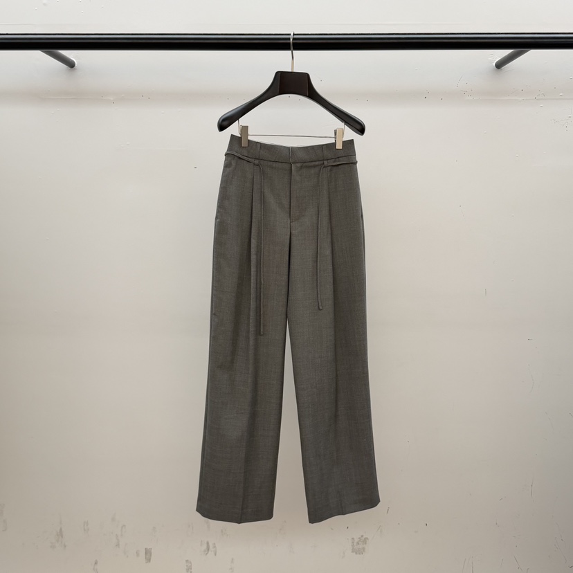 ID韓國代購女裝新款休閑時尚職業人氣推薦休閑褲含腰繩腰帶ID休閑褲圖色2灰色