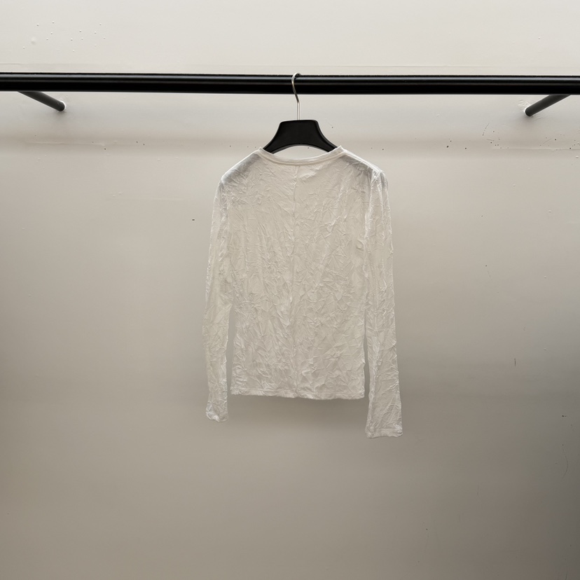 ID韓國直郵實拍女裝新品人氣熱賣推薦時尚26春夏長袖T恤褶皺ID長袖T恤