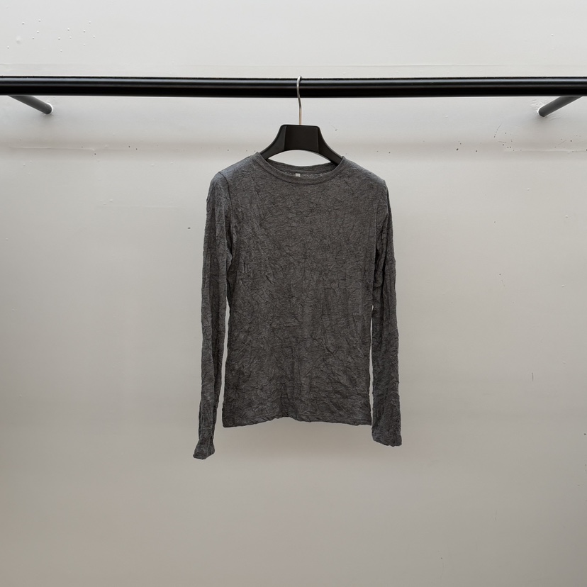 ID韓國直郵實拍女裝新品人氣熱賣推薦時尚26春夏長袖T恤褶皺ID長袖T恤圖色3墨色