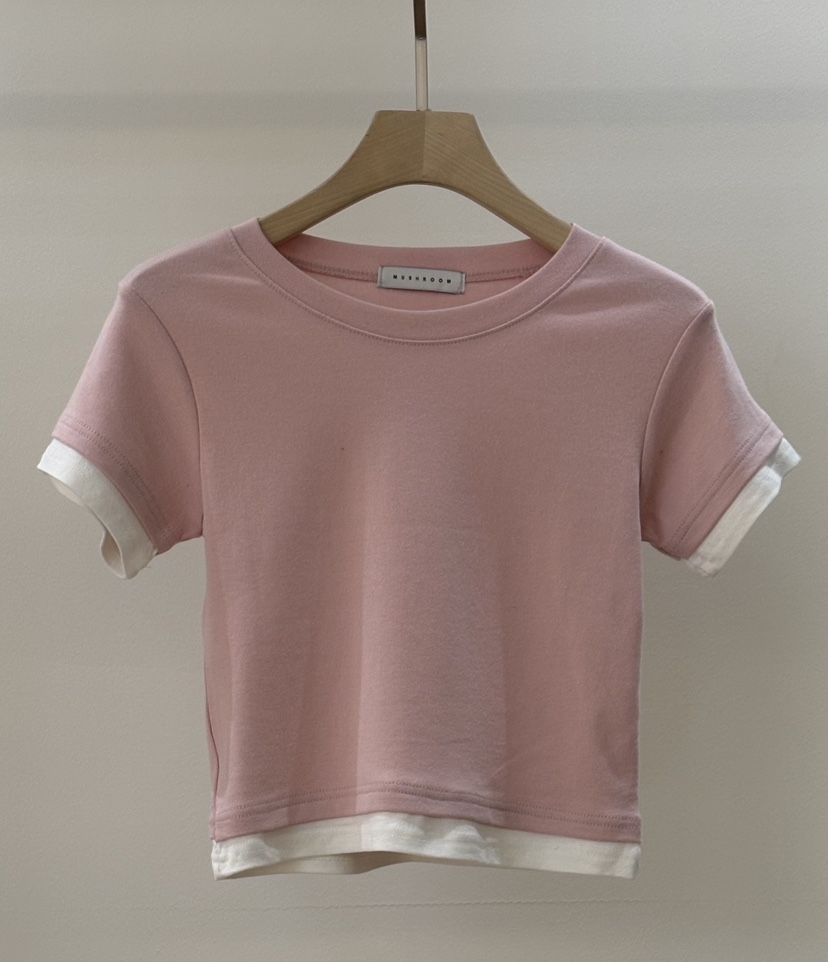 MUSHROOM-A韓國東大門代購女裝新款推薦26春夏T恤假兩件MUSHROOMT恤圖色1