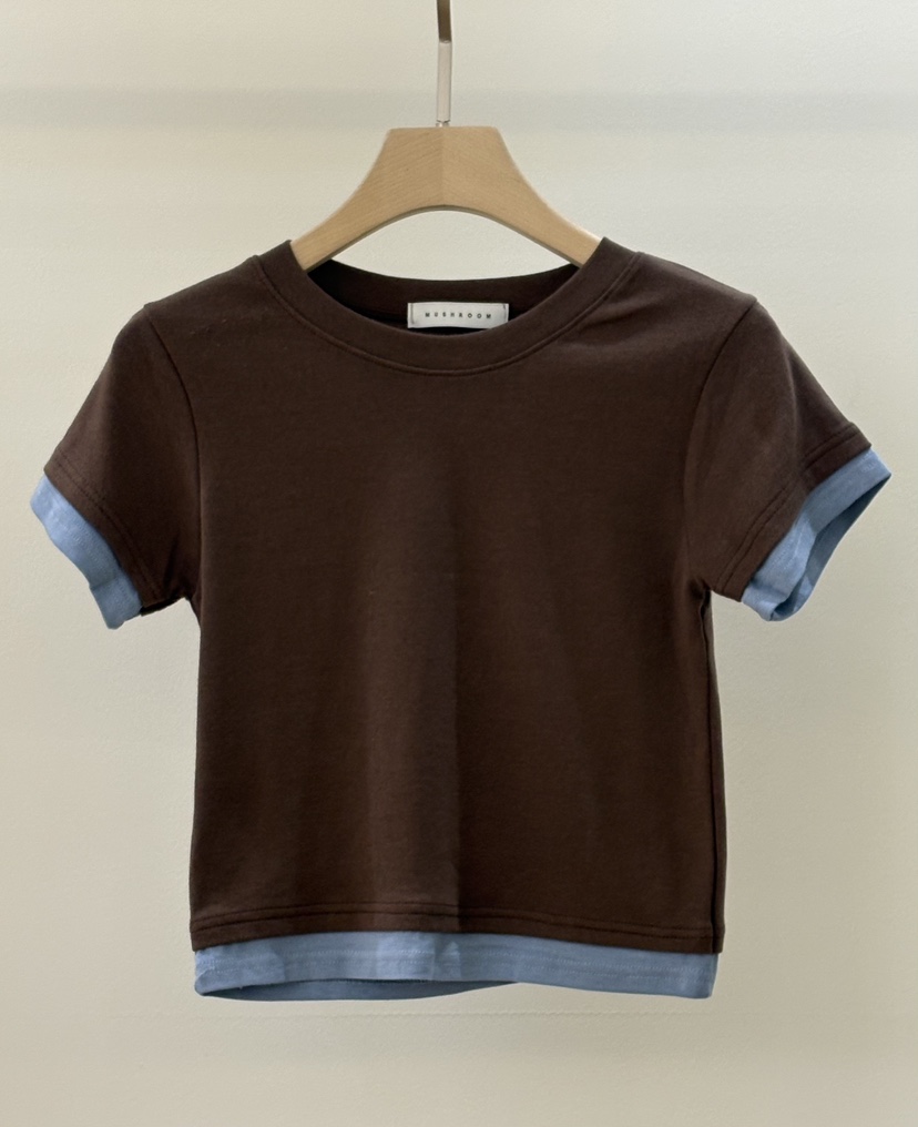 MUSHROOM-A韓國東大門代購女裝新款推薦26春夏T恤假兩件MUSHROOMT恤圖色2