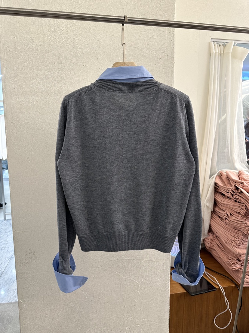 BPLAN韓國直郵女士新品職業時尚推薦休閑針織衫假兩件亞麻BPLAN針織衫