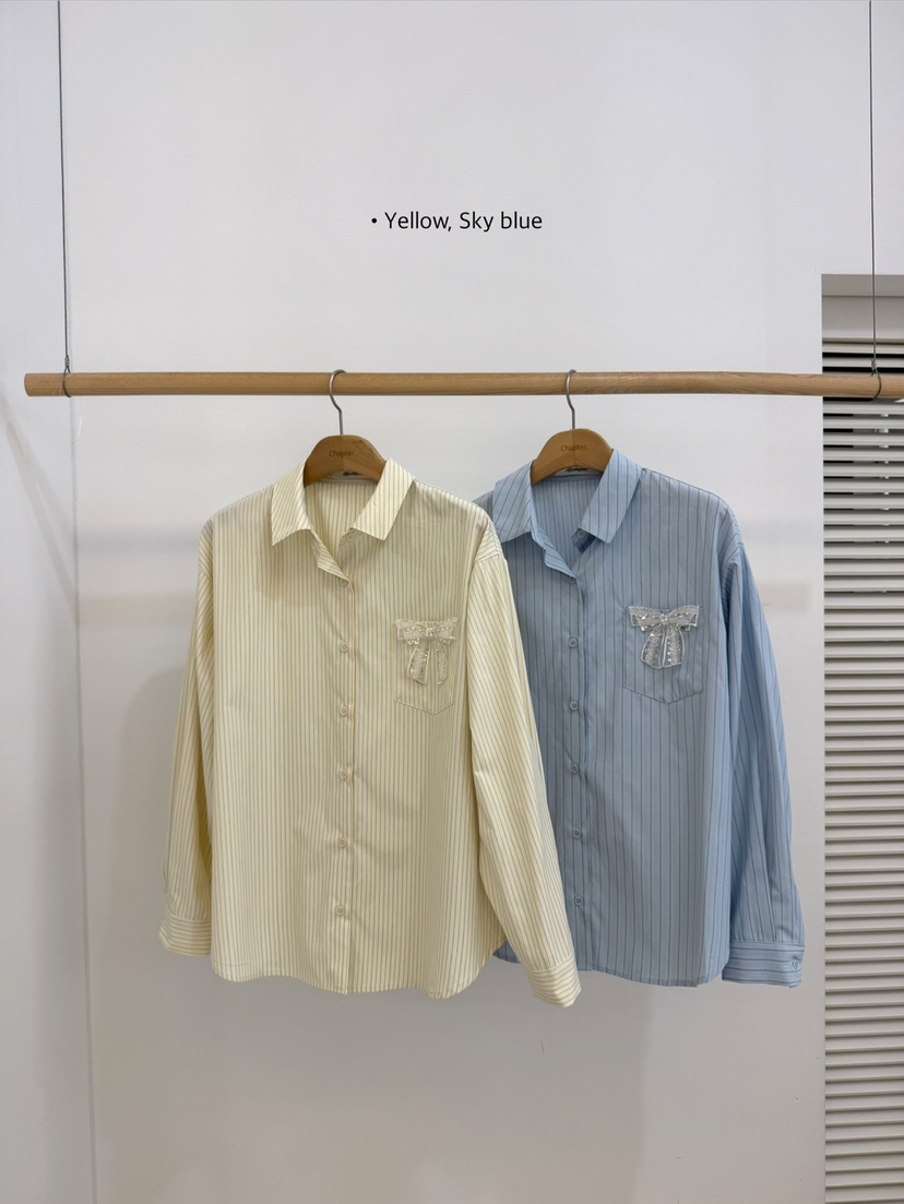 BY CHAPTER韓國東大門代購女士新款職業襯衫蕾絲衫不含領帶條紋BY Chapter襯衫/蕾絲衫