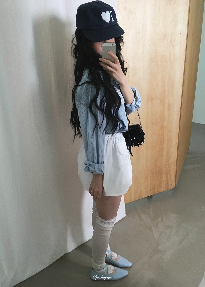 BY CHAPTER韓國東大門代購女士新款職業襯衫蕾絲衫不含領帶條紋BY Chapter襯衫/蕾絲衫