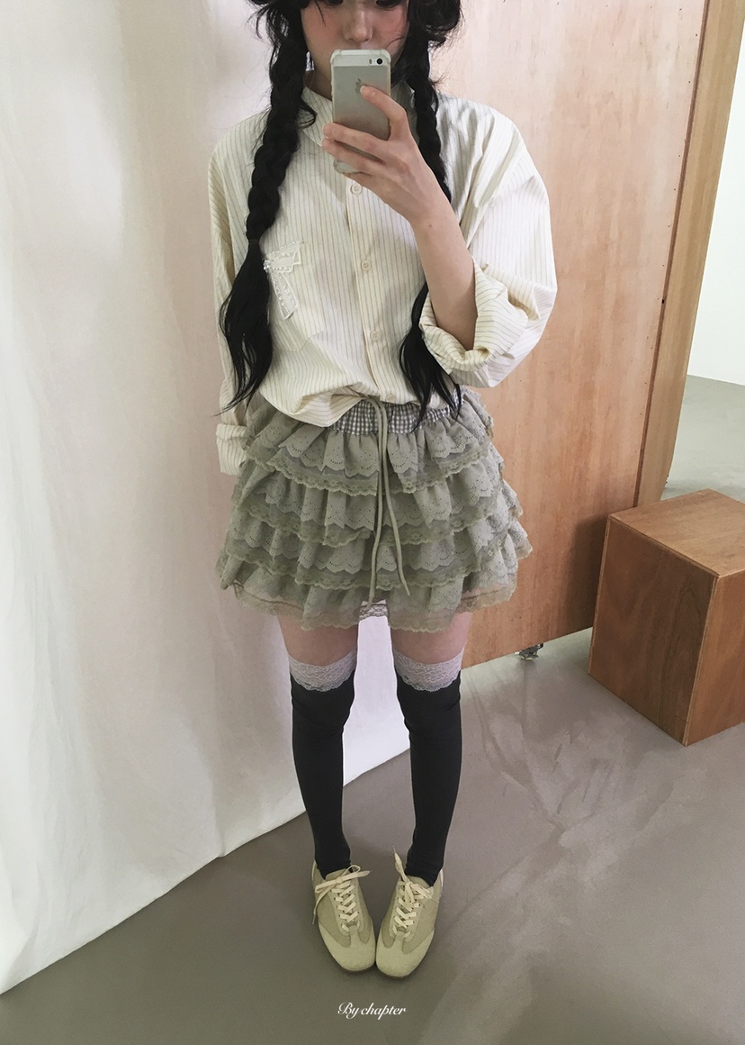 BY CHAPTER韓國東大門代購女士新款職業襯衫蕾絲衫不含領帶條紋BY Chapter襯衫/蕾絲衫