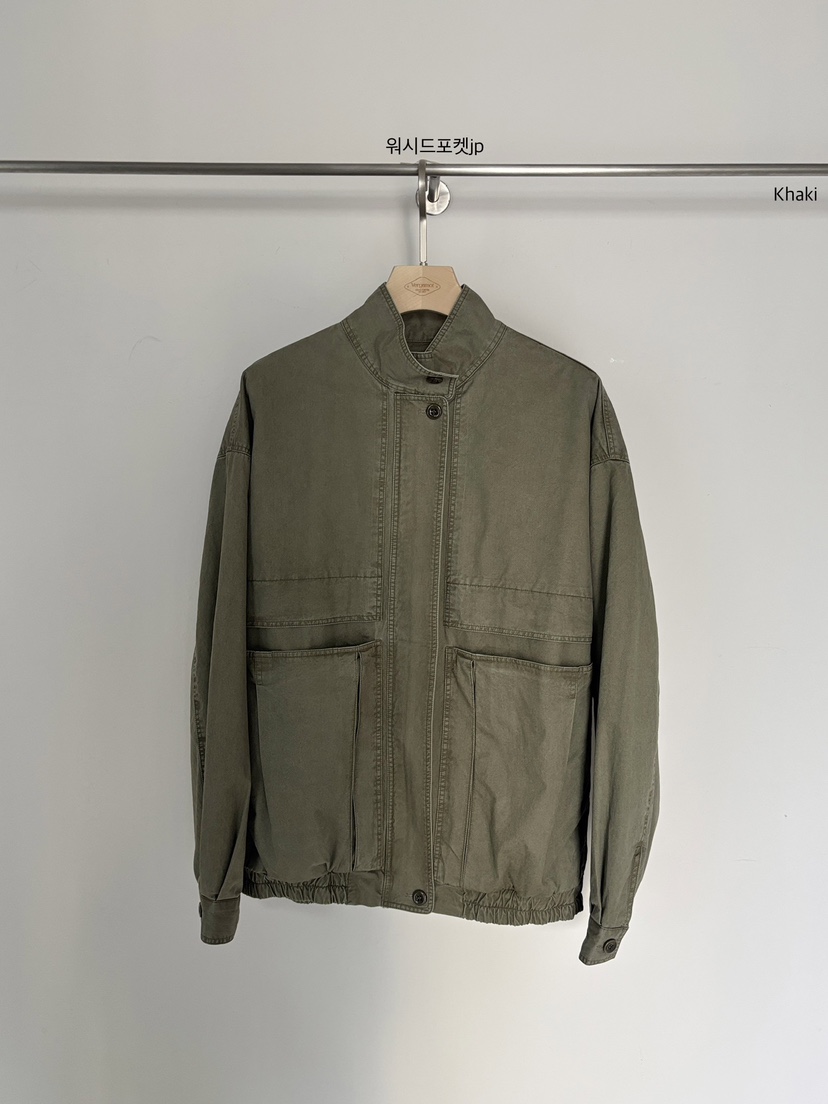 VERGAMOT韓國東大門直郵女裝新款熱賣26春夏夾克口袋水洗VERGAMOT夾克圖色2墨綠