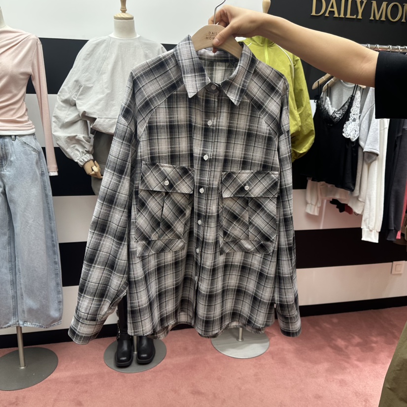 DAILY MOMENT韓國直郵實拍女士新款26春夏襯衫蕾絲衫口袋DAILY MOMENT襯衫/蕾絲衫圖色1黑色