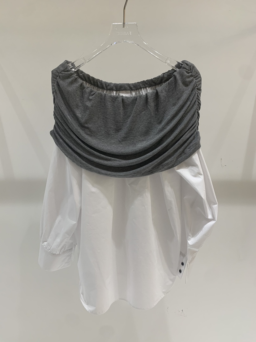 FABRIC韓國東大門代購女士新品26春夏人氣襯衫蕾絲衫假兩件FABRIC襯衫/蕾絲衫