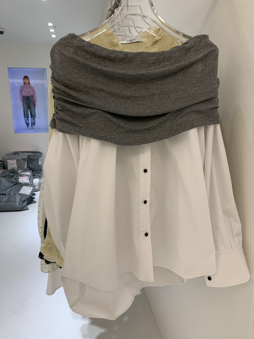 FABRIC韓國東大門代購女士新品26春夏人氣襯衫蕾絲衫假兩件FABRIC襯衫/蕾絲衫