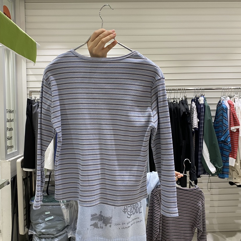 BRICKLANE韓國代購女裝新品職業人氣休閑時尚長袖T恤紐扣BRICKLANE長袖T恤