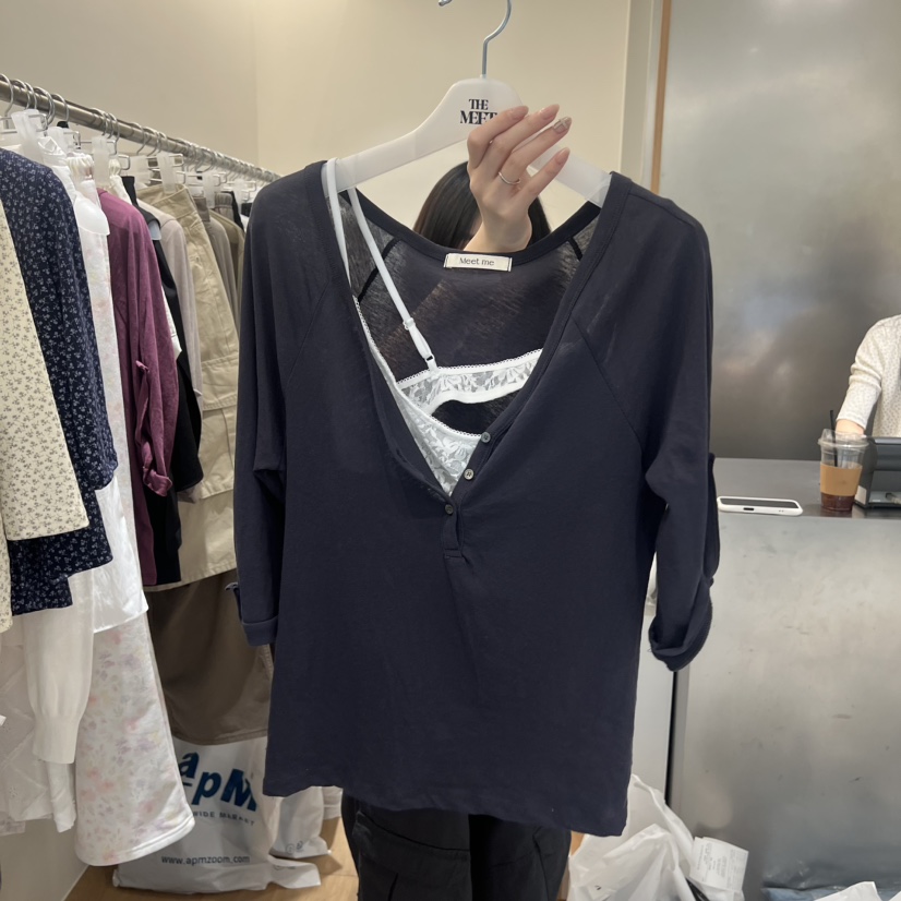MEET ME韓國代購女士新款職業時尚推薦26春夏長袖T恤不含內搭MEET ME長袖T恤圖色1