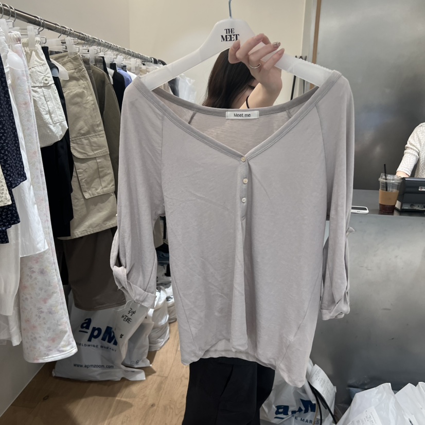 MEET ME韓國代購女士新款職業時尚推薦26春夏長袖T恤不含內搭MEET ME長袖T恤圖色4