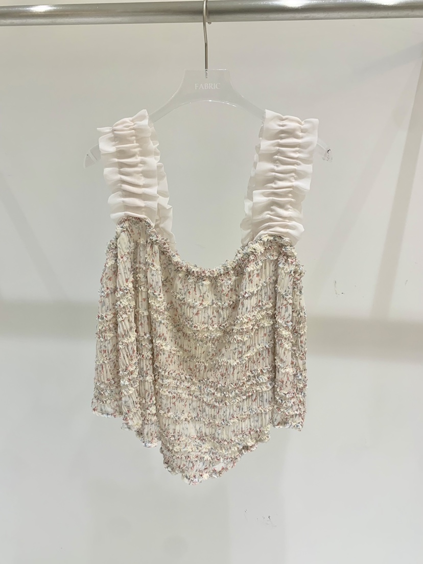 FABRIC韓國東大門代購女士新品休閑26春夏吊帶背心荷葉邊FABRIC吊帶/背心