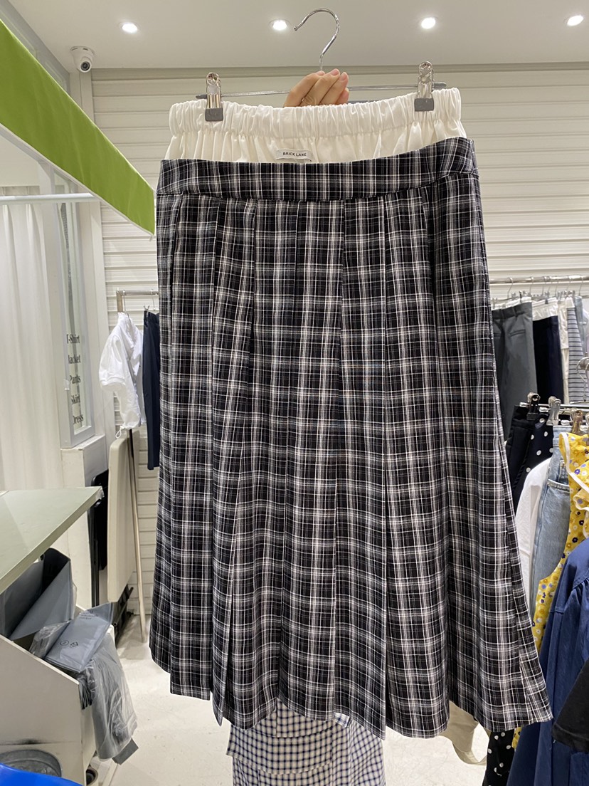 BRICKLANE韓國代購女裝新品休閑熱賣推薦時尚長裙格子雙層BRICKLANE長裙