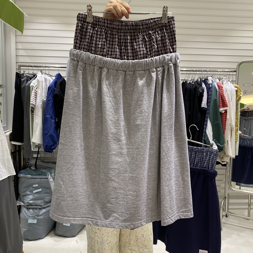 BRICKLANE韓國東大門直郵女士新款休閑熱賣時尚長裙格子雙層BRICKLANE長裙