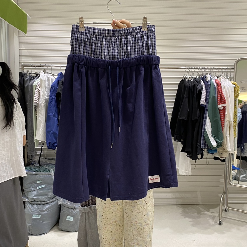 BRICKLANE韓國東大門直郵女士新款休閑熱賣時尚長裙格子雙層BRICKLANE長裙圖色2