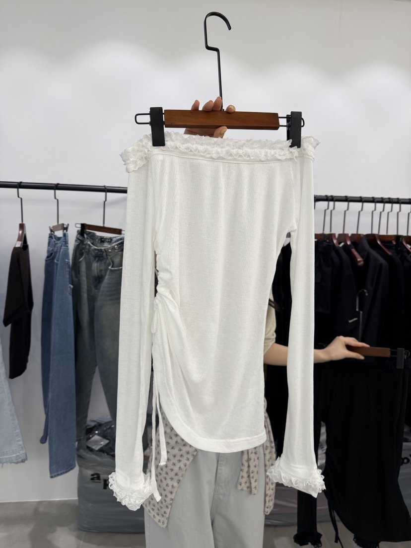 WATERMELON韓國代購女士新款職業推薦26春夏人氣長袖T恤蕾絲WATER MELON長袖T恤