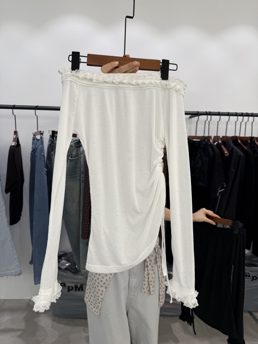 WATERMELON韓國代購女士新款職業推薦26春夏人氣長袖T恤蕾絲WATER MELON長袖T恤圖色1