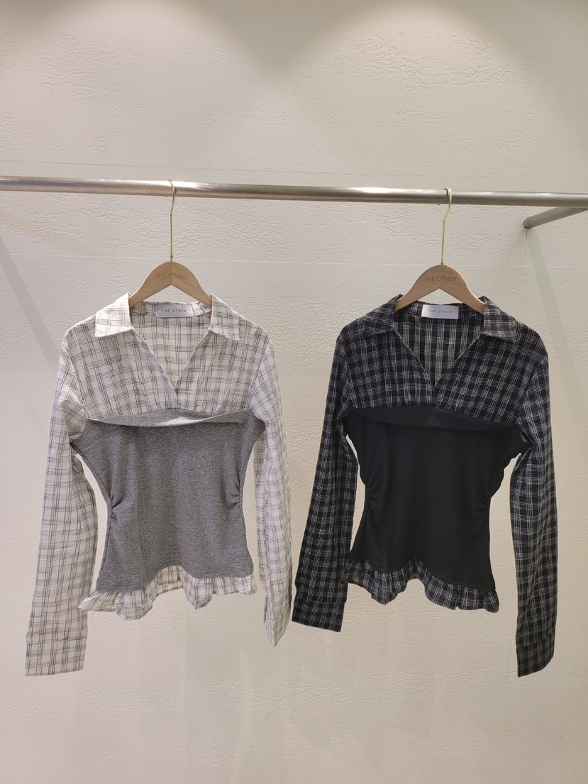 THE OTHER韓國直郵實拍女裝新品人氣推薦襯衫蕾絲衫假兩件THE OTHER襯衫/蕾絲衫