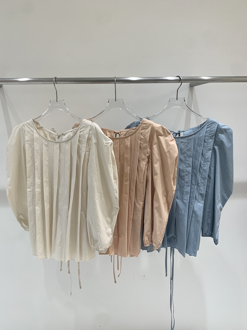 FABRIC韓國直郵實拍女裝新品人氣休閑26春夏襯衫蕾絲衫褶裥FABRIC襯衫/蕾絲衫