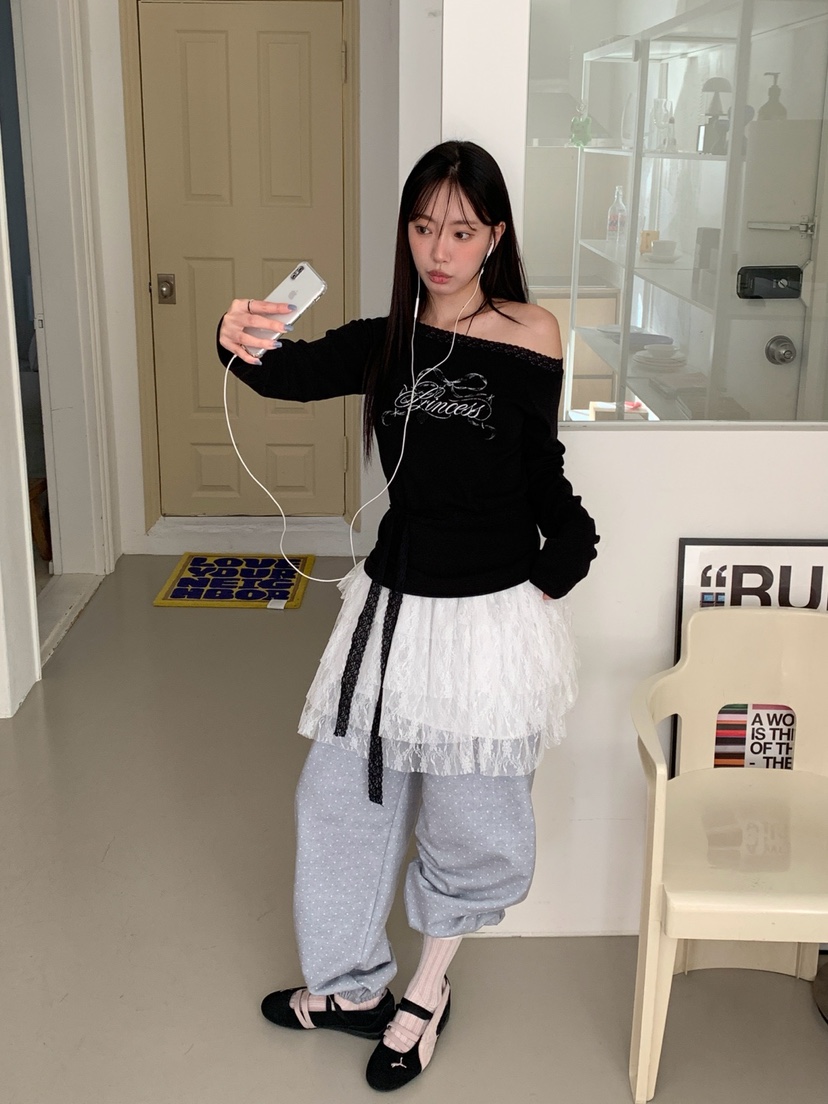 MORE THAN-P韓國代購女裝新品人氣休閑時尚長袖T恤含脖帶MORE THAN長袖T恤