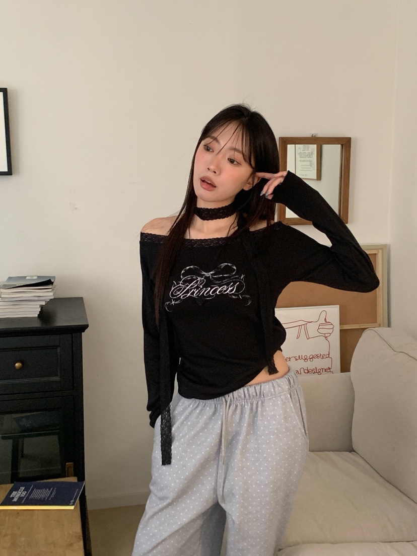 MORE THAN-P韓國代購女裝新品人氣休閑時尚長袖T恤含脖帶MORE THAN長袖T恤