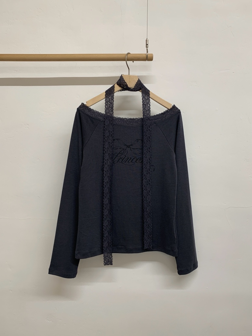 MORE THAN-P韓國代購女裝新品人氣休閑時尚長袖T恤含脖帶MORE THAN長袖T恤圖色2墨色