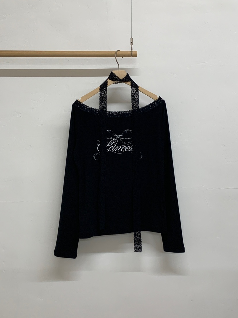 MORE THAN-P韓國代購女裝新品人氣休閑時尚長袖T恤含脖帶MORE THAN長袖T恤圖色3黑色