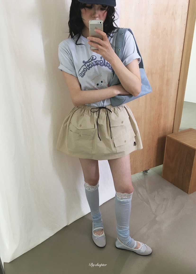 BY CHAPTER韓國東大門直郵女裝新款熱賣休閑職業短裙口袋BY Chapter短裙