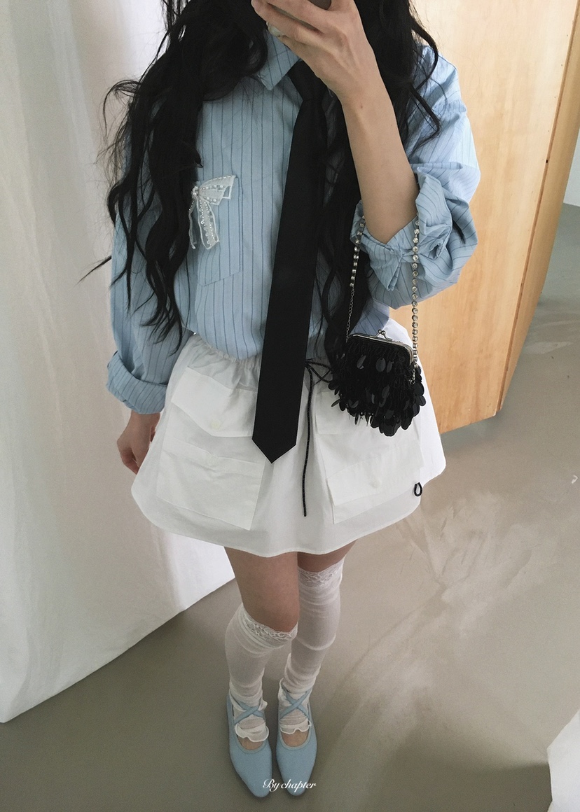 BY CHAPTER韓國東大門直郵女裝新款熱賣休閑職業短裙口袋BY Chapter短裙