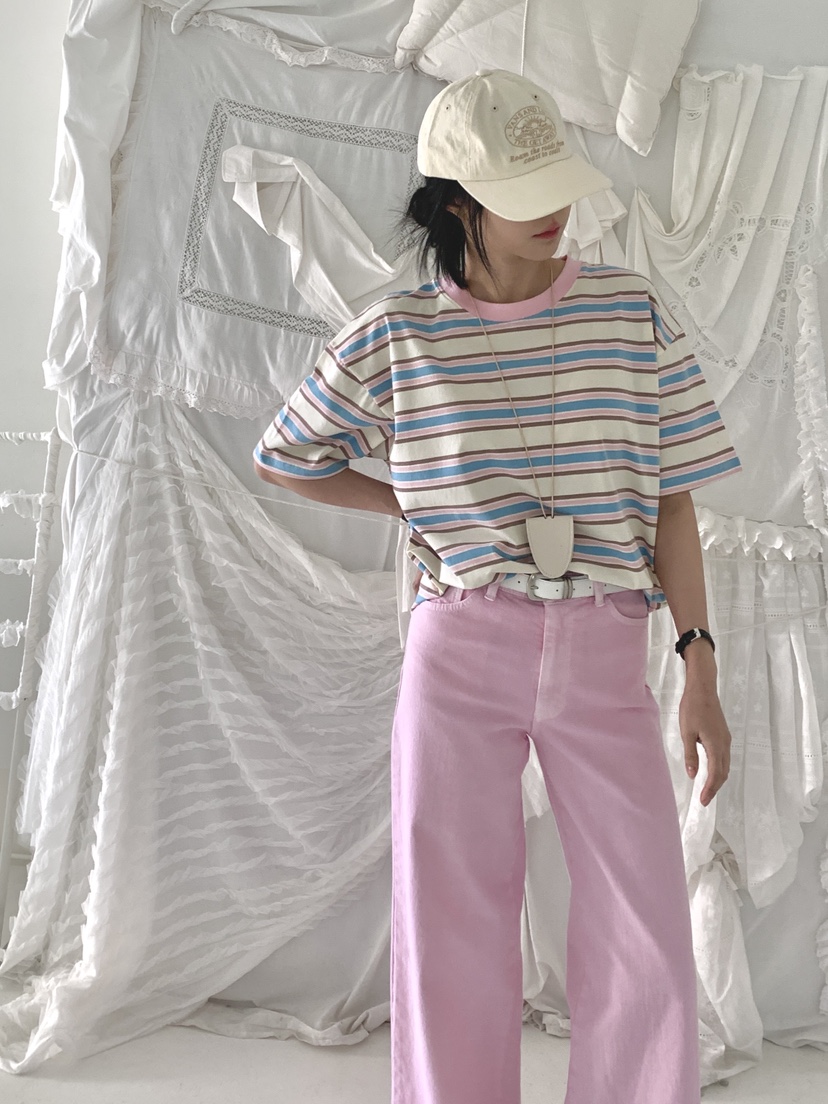 DAVICHI/D.SECOND韓國代購女裝新品推薦職業T恤寬松條紋DAVICHI/D.SECONDT恤