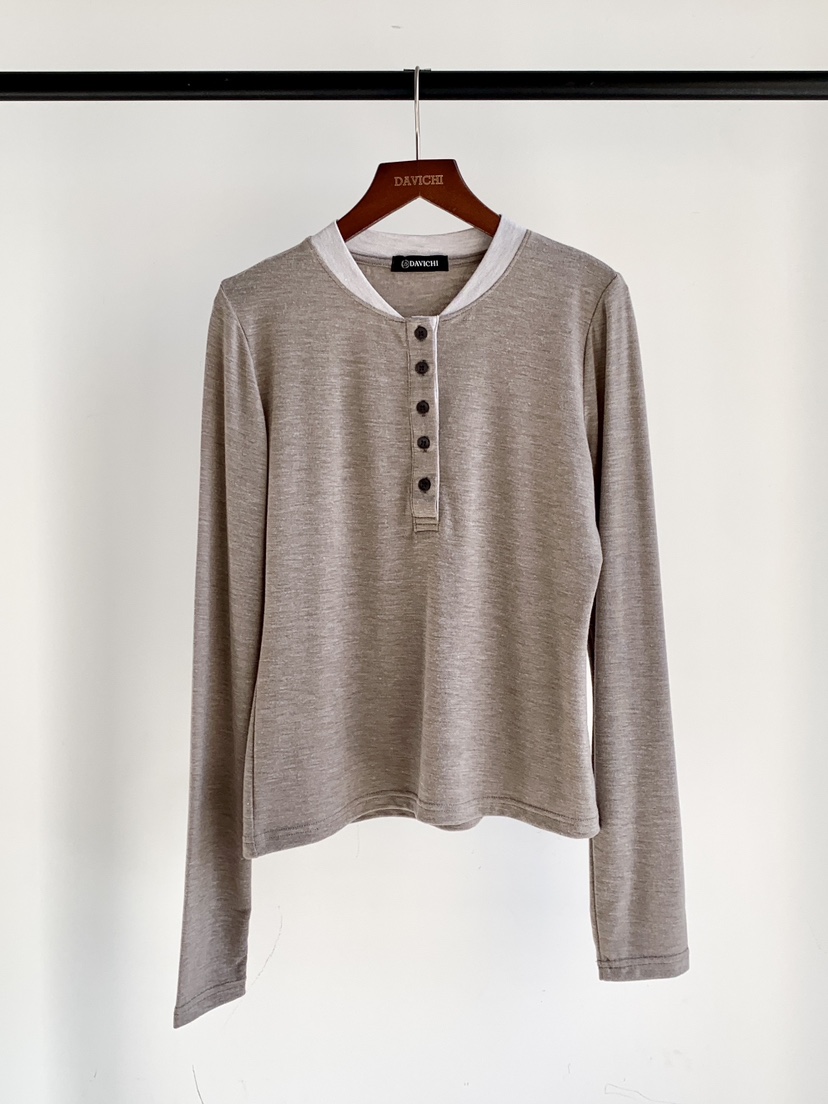 DAVICHI/D.SECOND韓國東大門直郵女士新款職業長袖T恤紐扣DAVICHI/D.SECOND長袖T恤圖色2