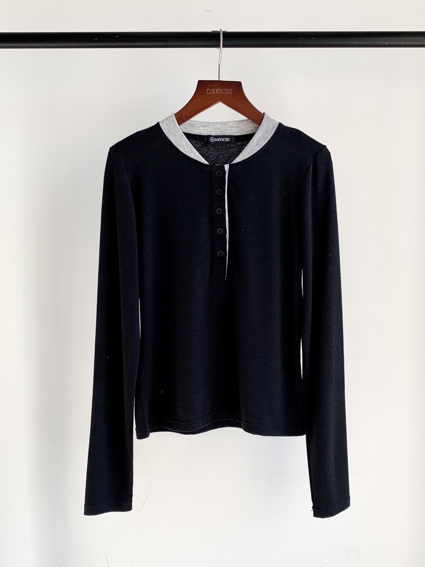 DAVICHI/D.SECOND韓國東大門直郵女士新款職業長袖T恤紐扣DAVICHI/D.SECOND長袖T恤圖色3