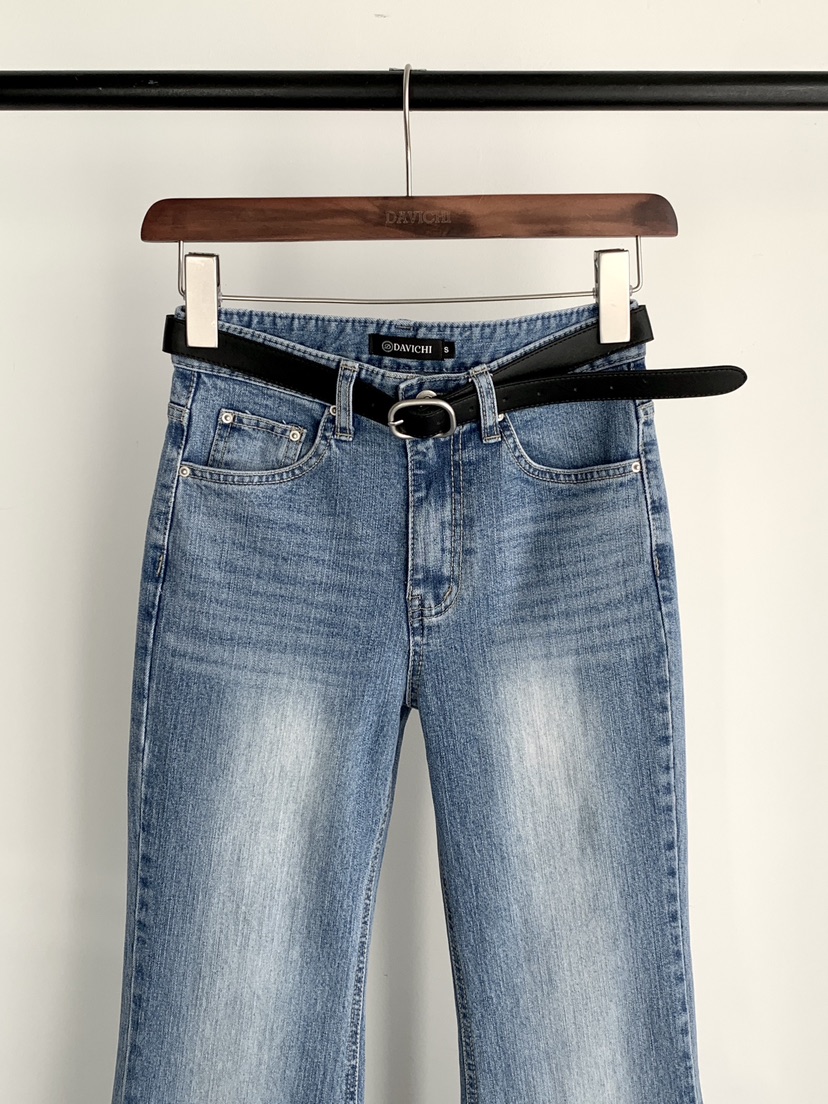 DAVICHI/D.SECOND韓國直郵實拍女士新款休閑牛仔褲含隨機腰帶DAVICHI/D.SECOND牛仔褲