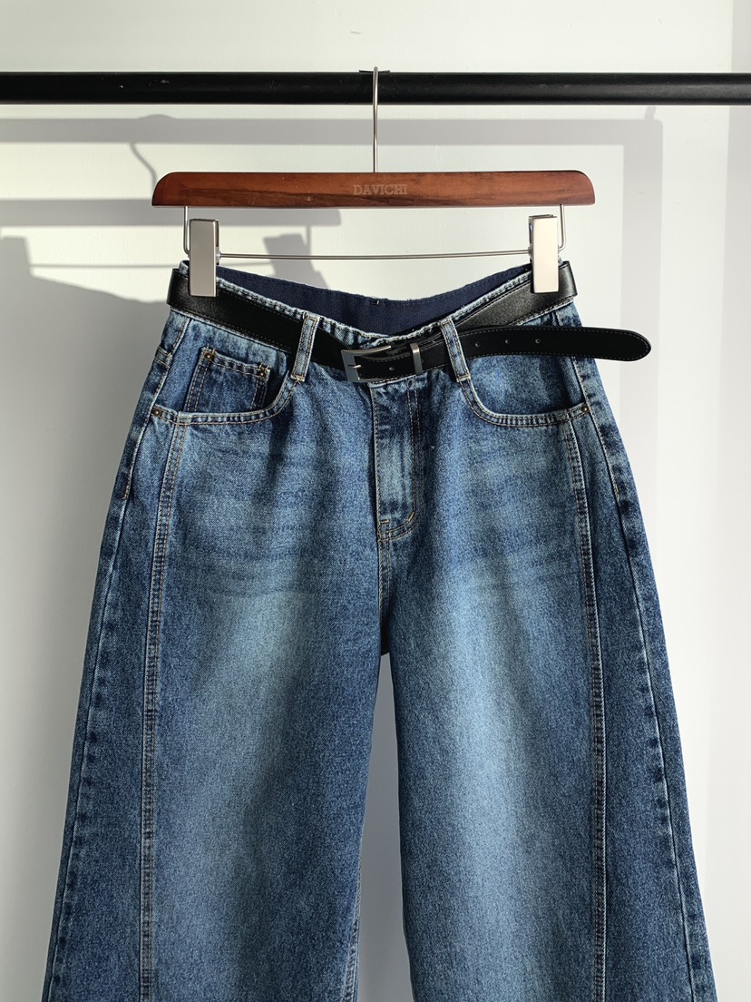 DAVICHI/D.SECOND韓國直郵實拍女士新品休閑牛仔褲含隨機腰帶DAVICHI/D.SECOND牛仔褲