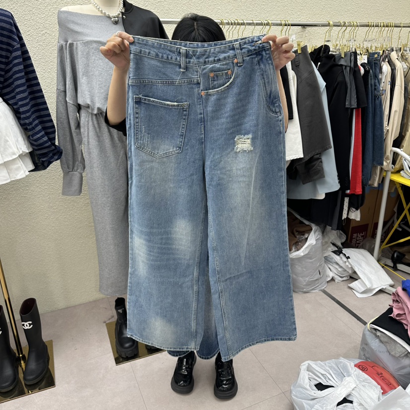 DRAWING韓國東大門代購女士新款26春夏時尚推薦熱賣牛仔褲DRAWING牛仔褲圖色1