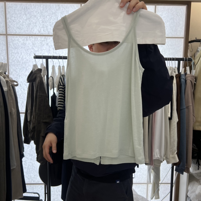 FLAT韓國直郵女裝新款26春夏職業熱賣吊帶背心不含內搭紐扣FLAT吊帶/背心