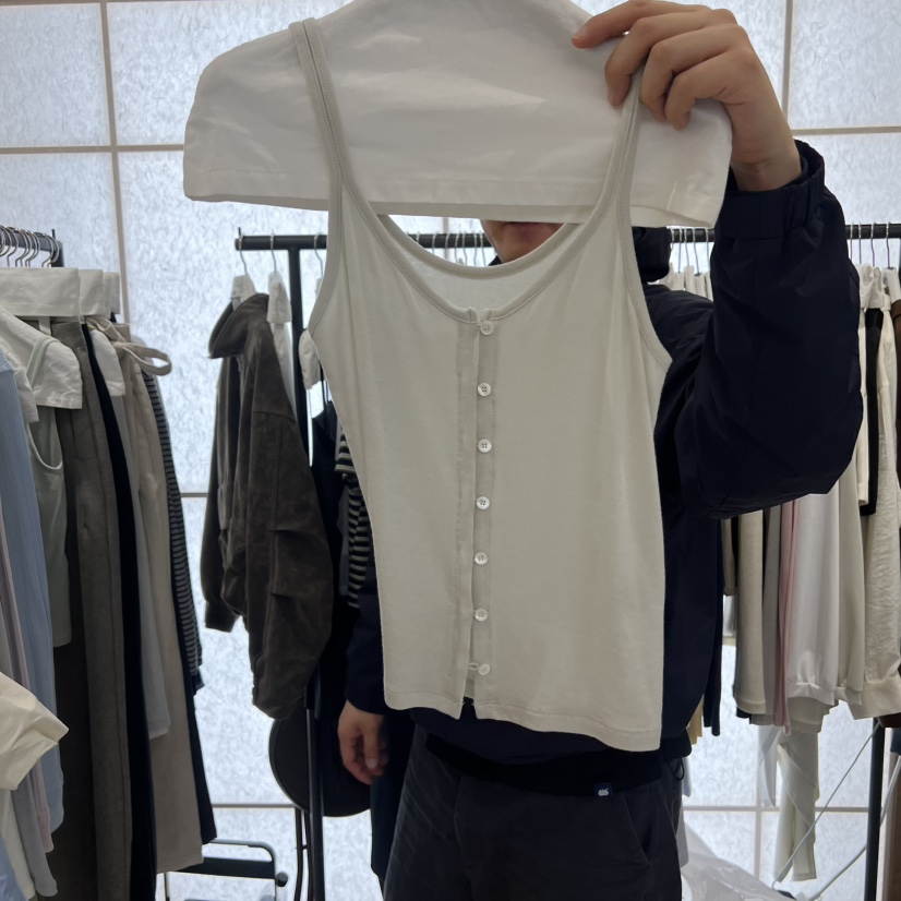 FLAT韓國直郵女裝新款26春夏職業熱賣吊帶背心不含內搭紐扣FLAT吊帶/背心圖色3