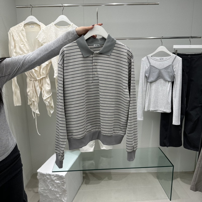 NEUTER韓國代購女裝新款職業推薦熱賣26春夏休閑長袖T恤條紋NEUTER長袖T恤圖色2