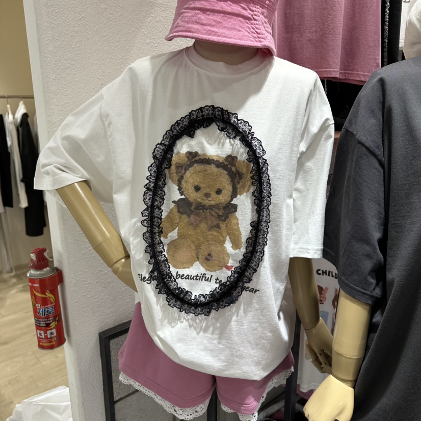 EVE韓國直郵實拍女士新款時尚人氣26春夏職業休閑T恤蕾絲EVET恤圖色1