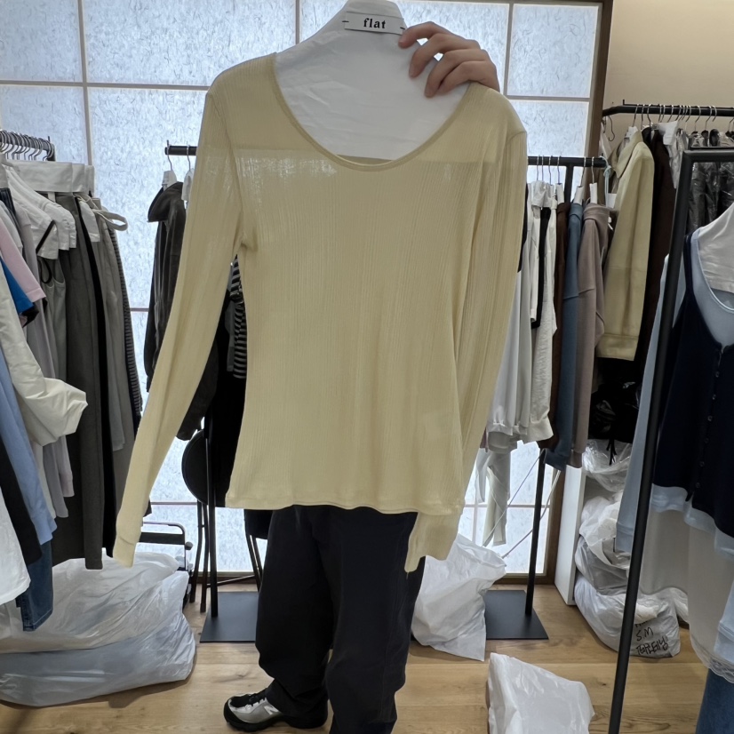 FLAT韓國直郵實拍女士新款26春夏職業人氣時尚熱賣長袖T恤FLAT長袖T恤圖色2