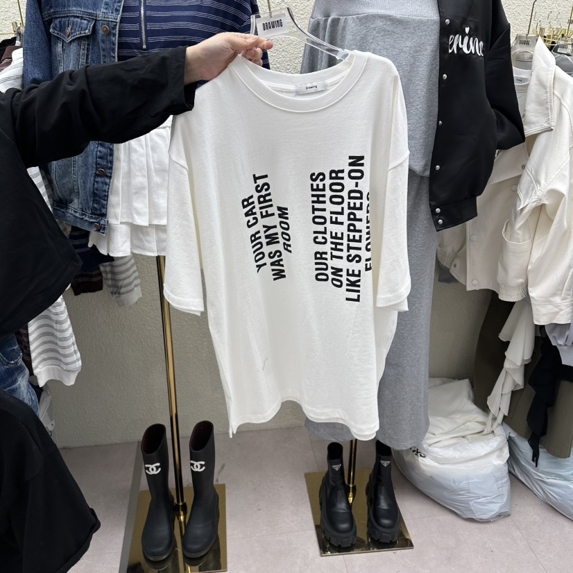 DRAWING韓國直郵女裝新品26春夏人氣職業時尚熱賣休閑T恤DRAWINGT恤圖色1
