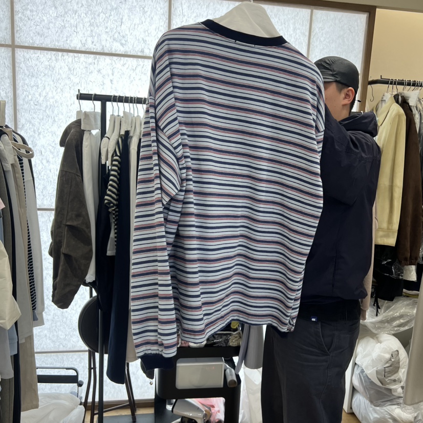 FLAT韓國代購女士新品推薦26春夏職業休閑人氣長袖T恤條紋FLAT長袖T恤