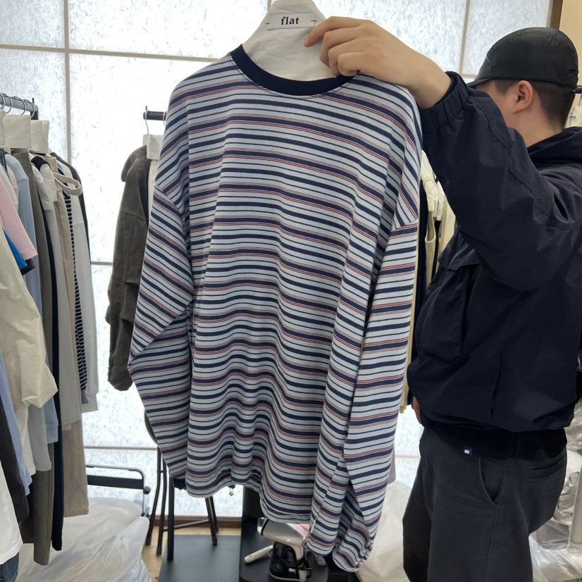 FLAT韓國代購女士新品推薦26春夏職業休閑人氣長袖T恤條紋FLAT長袖T恤圖色2