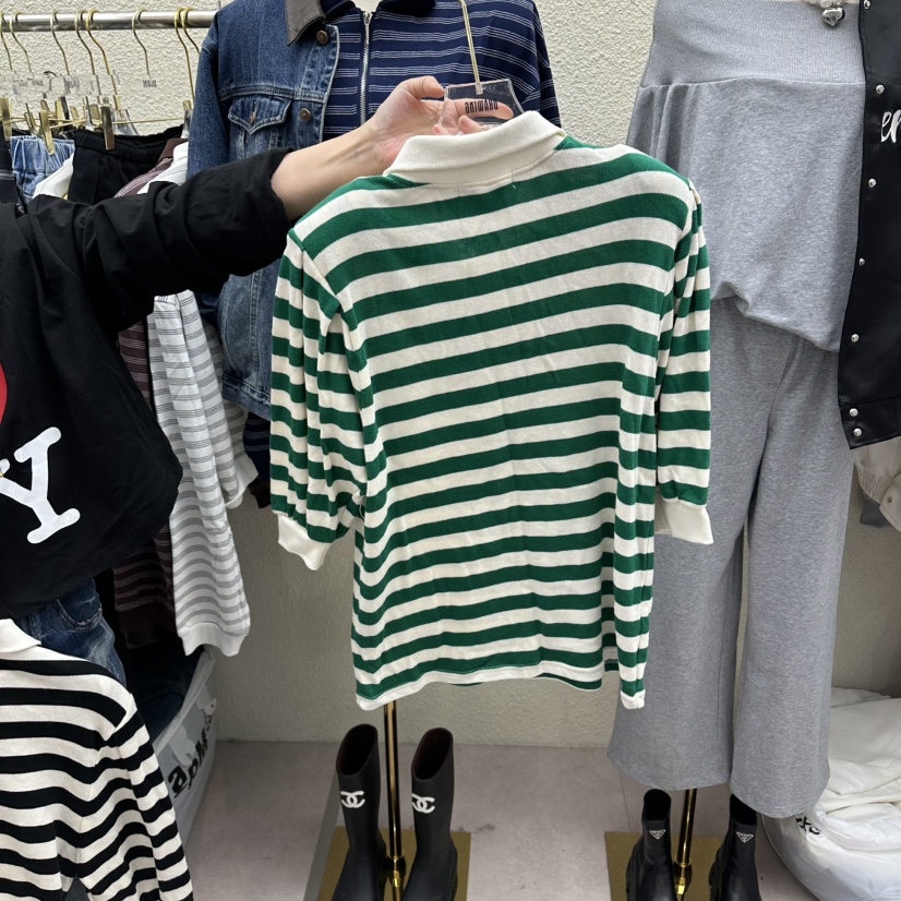 DRAWING韓國東大門直郵女裝新款休閑人氣推薦時尚T恤條紋DRAWINGT恤