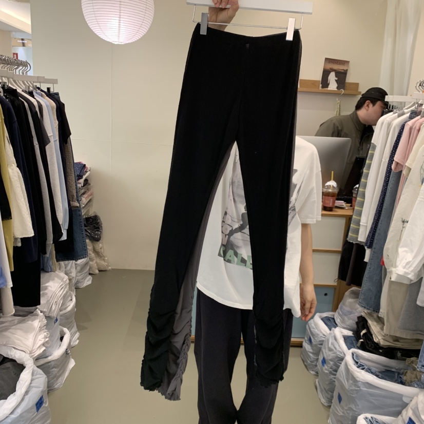 ARE韓國東大門直郵女裝新款時尚打底褲鯊魚褲緊身褲褶皺雙層ARE YOU/ARE打底褲/鯊魚褲圖色3