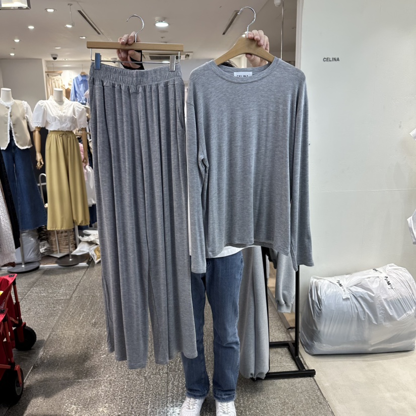 CELINA韓國直郵女裝新品推薦休閑26春夏套裝兩件套天絲套裝CELI_NA套裝圖色1