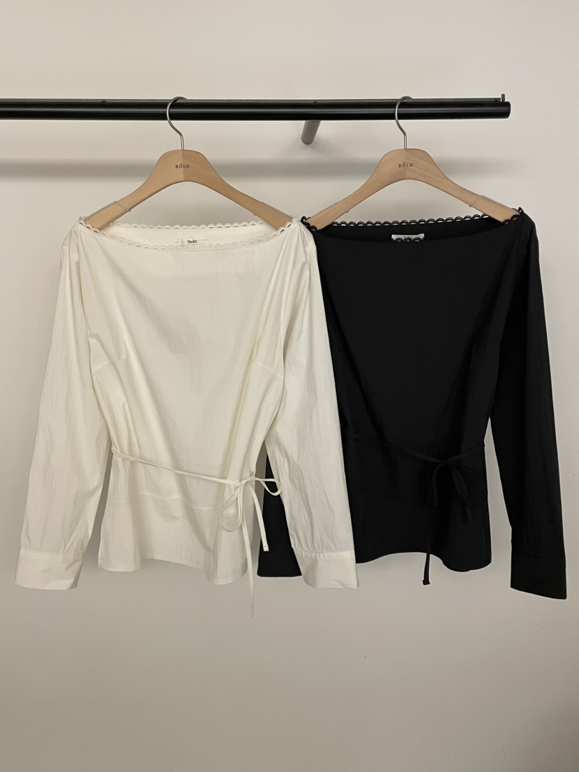 BOLD-A韓國直郵女士新款時尚熱賣26春夏襯衫蕾絲衫含腰繩RE BOLD襯衫/蕾絲衫